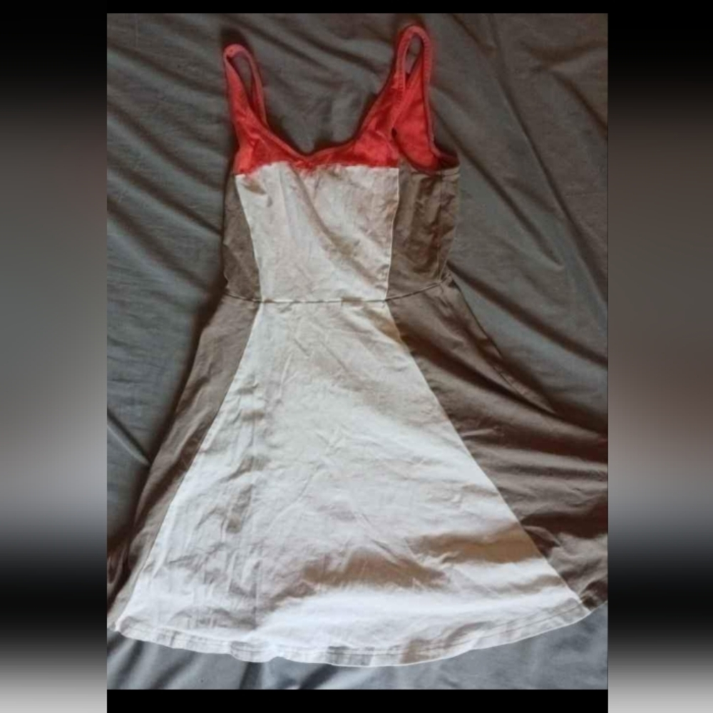 Express Size Small Coral, Beige, & White Mini Tank Top Dress